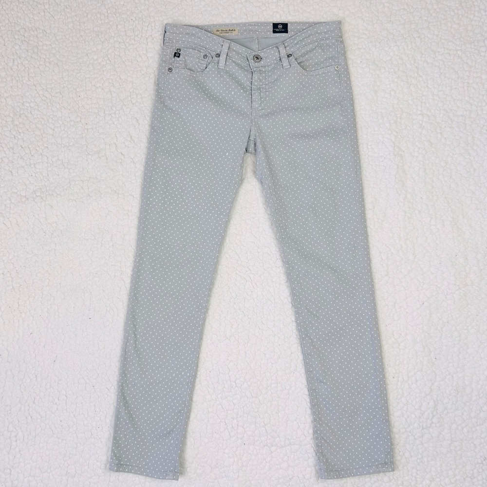 AG Adriano Goldschmied The Stevie Ankle Jeans Women's 26R Light Gray Polka Dot